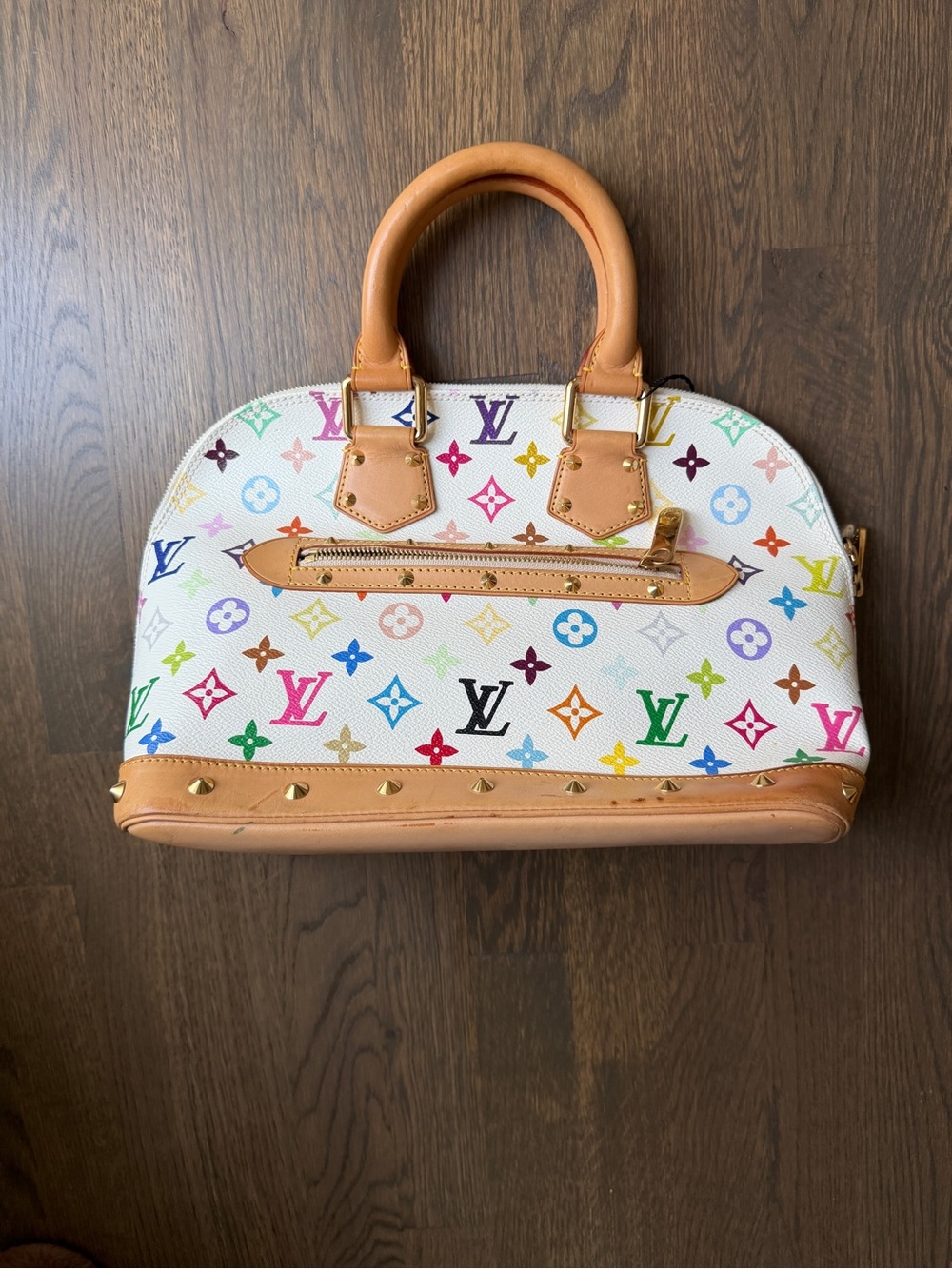 Louis Vuitton White Multicolor Monogram Alma Satchel